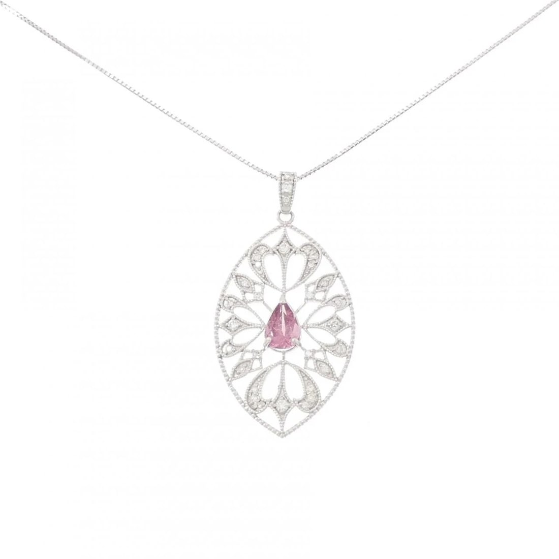 K18WG TOURMALINE NECKLACE: K18WG Tourmaline Necklace Brand: Unbranded Type/Style: Tourmaline Necklace Material: K18WG, Main Stone Tourmaline Color: WG Size: Size Length 45cm Accessories: None Accessories Notice: When