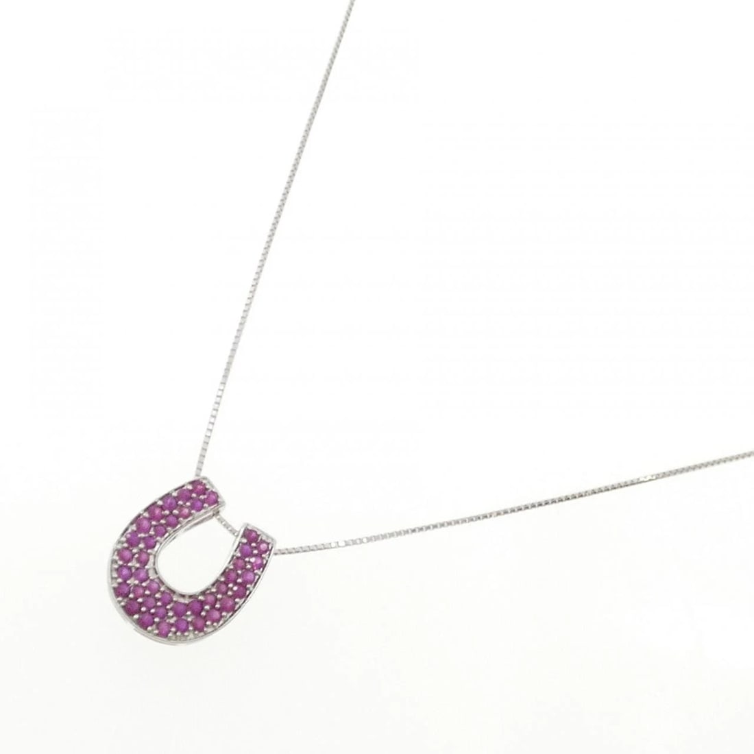 K18WG HORSESHOE RUBY NECKLACE - 2