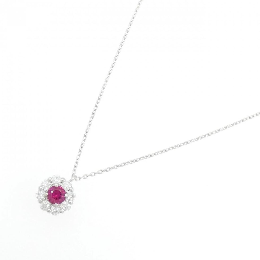 K18WG FLOWER RUBY NECKLACE - 2