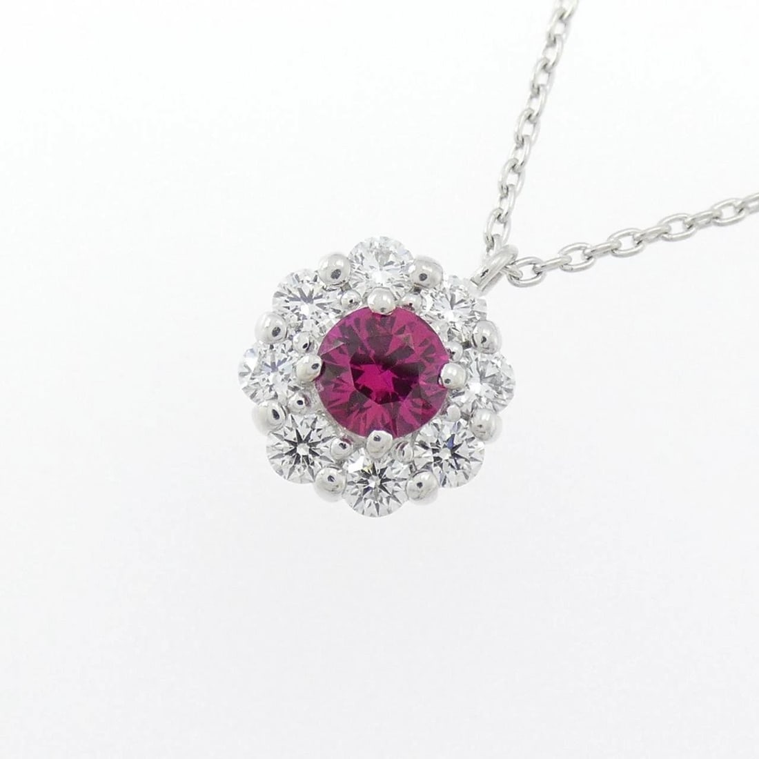 K18WG FLOWER RUBY NECKLACE - 3