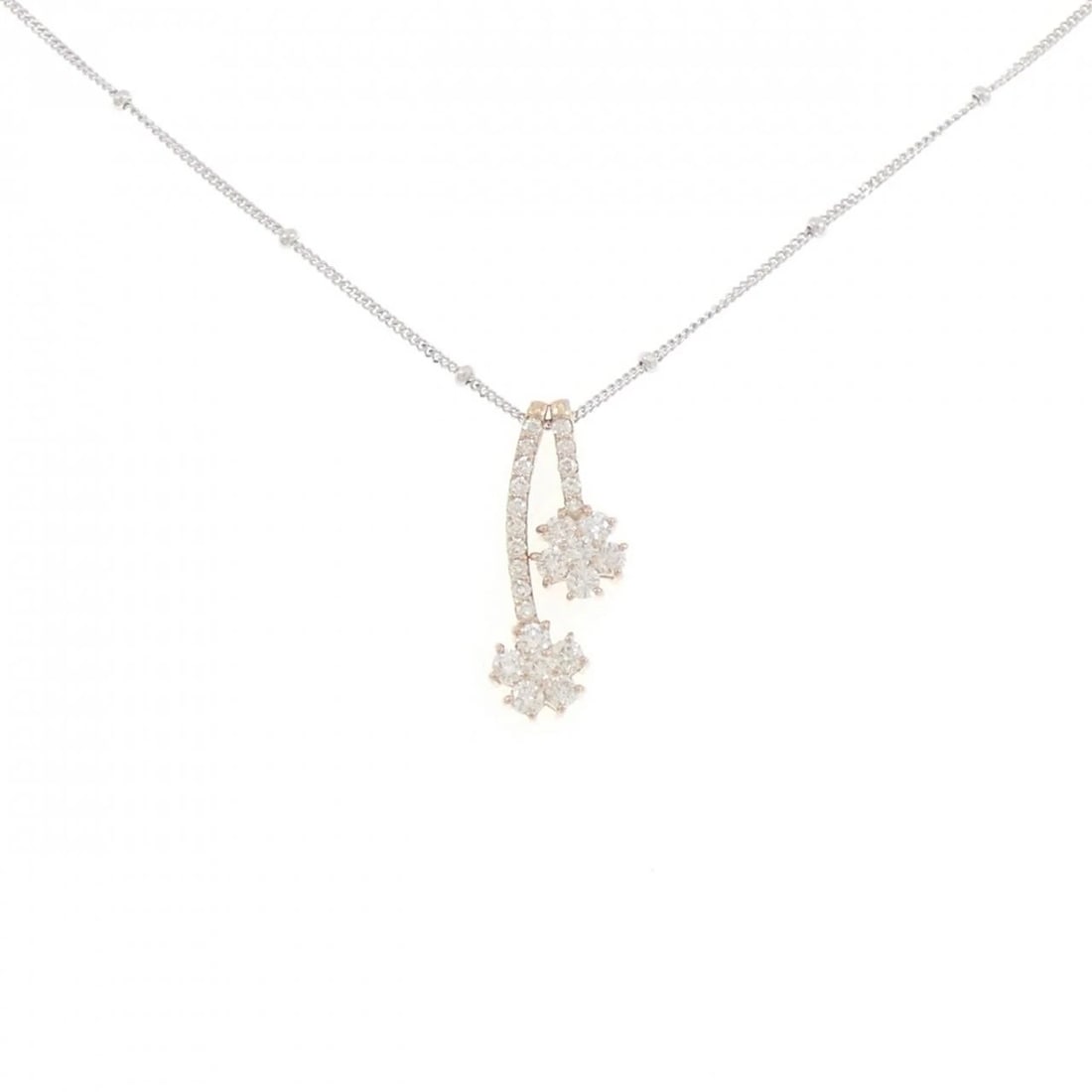 K18PG/750WG FLOWER DIAMOND NECKLACE (1 of 3)