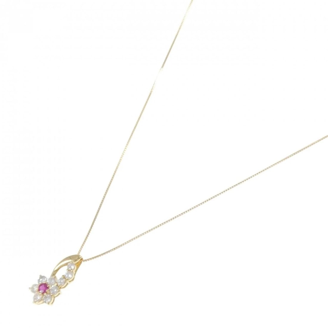 K18YG FLOWER RUBY NECKLACE - 2