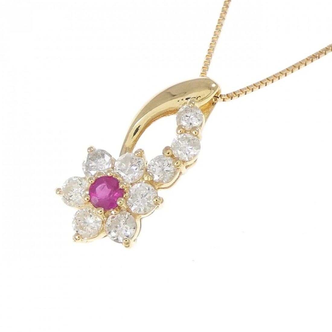 K18YG FLOWER RUBY NECKLACE - 3