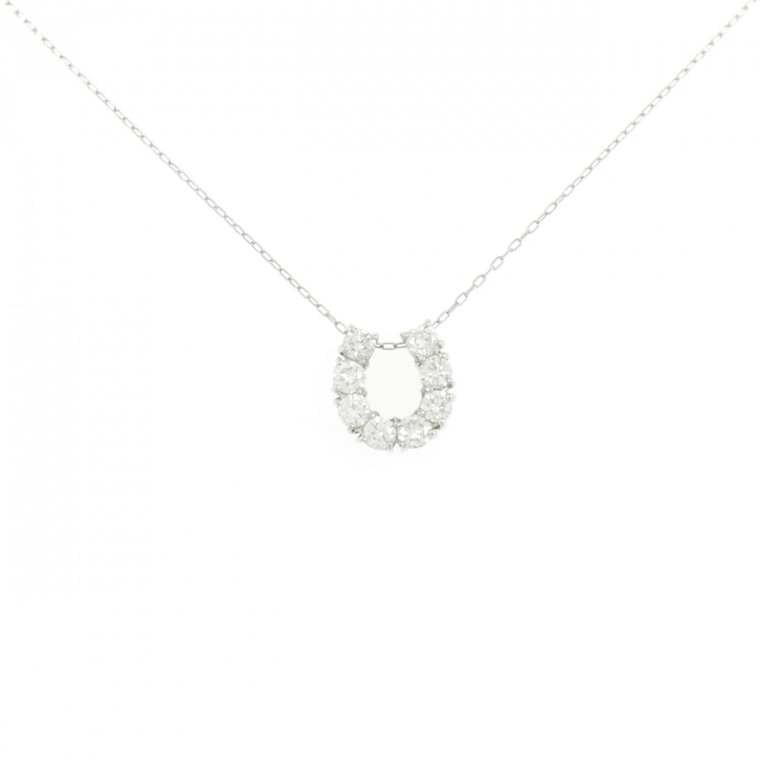 PT900/PT850 HORSESHOE DIAMOND NECKLACE: PT900/PT850 Horseshoe Diamond Necklace Brand: Unbranded Type/Style: Diamond Necklace Material: PT900/PT850, Color: PT Size: Size Length 40cm Accessories: None Accessories Notice: When purchasing
