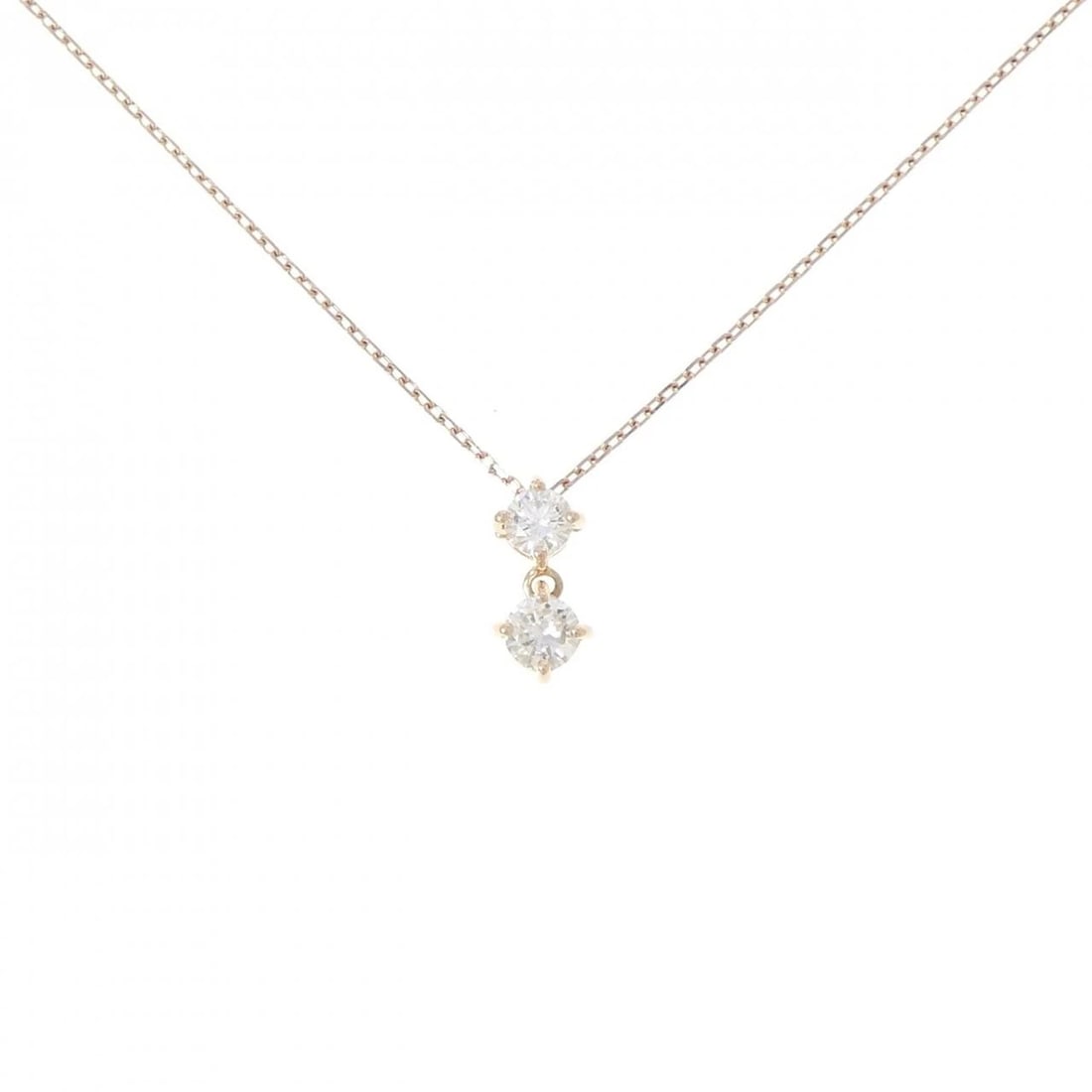 K18PG DIAMOND NECKLACE: K18PG Diamond Necklace Brand: Unbranded Type/Style: Diamond Necklace Material: K18PG, Color: PG Size: Size Length 46cm Accessories: None Accessories Notice: When purchasing pre-owned goods, please
