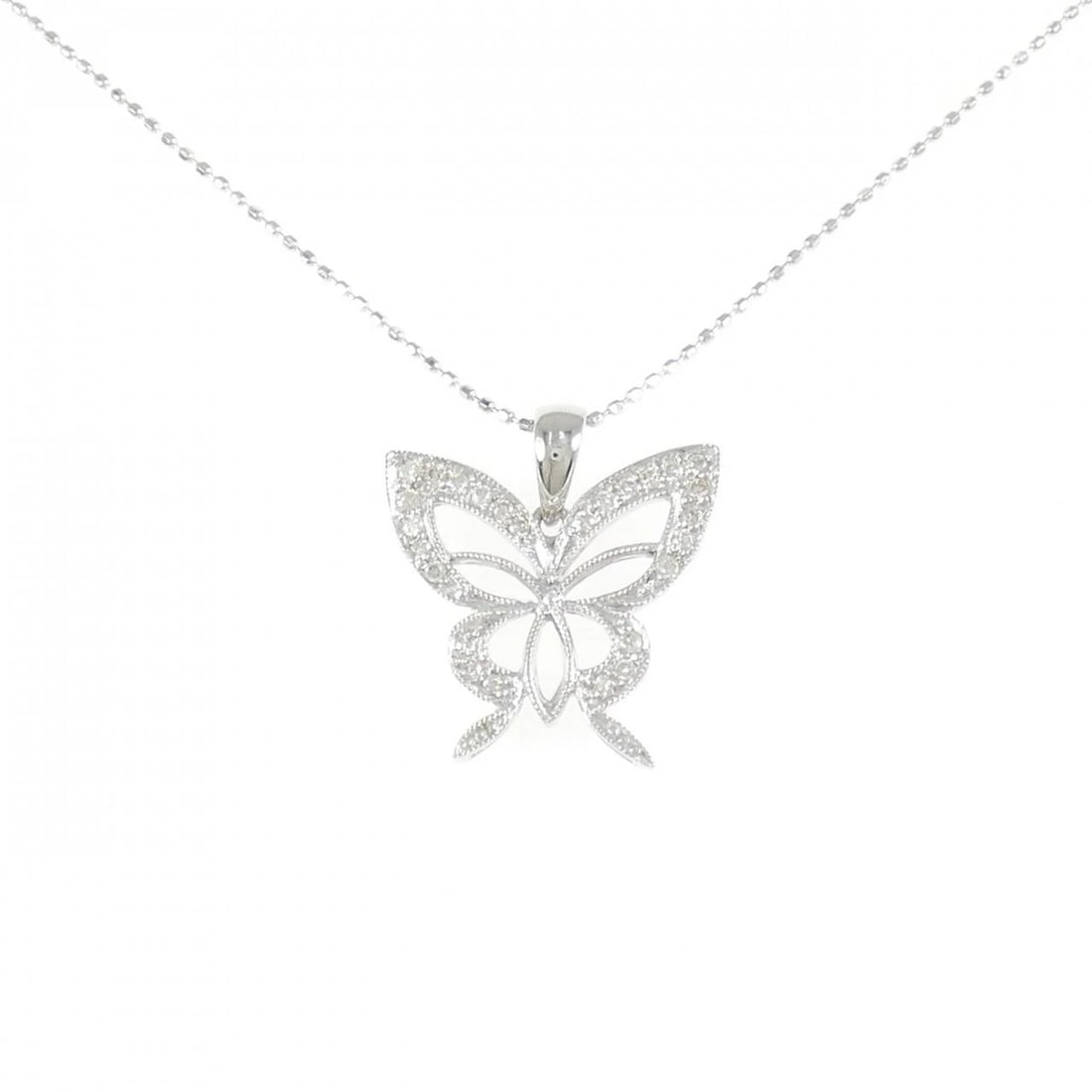 585WG/K14WG BUTTERFLY DIAMOND NECKLACE: 585WG/K14WG Butterfly Diamond Necklace Brand: Unbranded Type/Style: Diamond Necklace Material: 585WG/K14WG, Color: WG Size: Size Length 40cm Accessories: None Accessories Notice: When purchasing