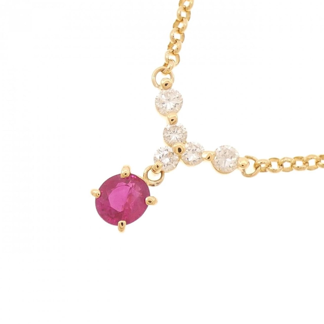 18K YELLOW GOLD RUBY NECKLACE - 3