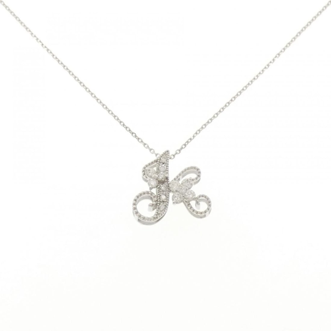 K18WG INITIAL K DIAMOND NECKLACE: K18WG Initial K Diamond Necklace Brand: Unbranded Type/Style: Diamond Necklace Material: K18 white gold, Color: Does Not Apply Size: Length: 45cm Accessories: None Accessories Notice: When purchasing