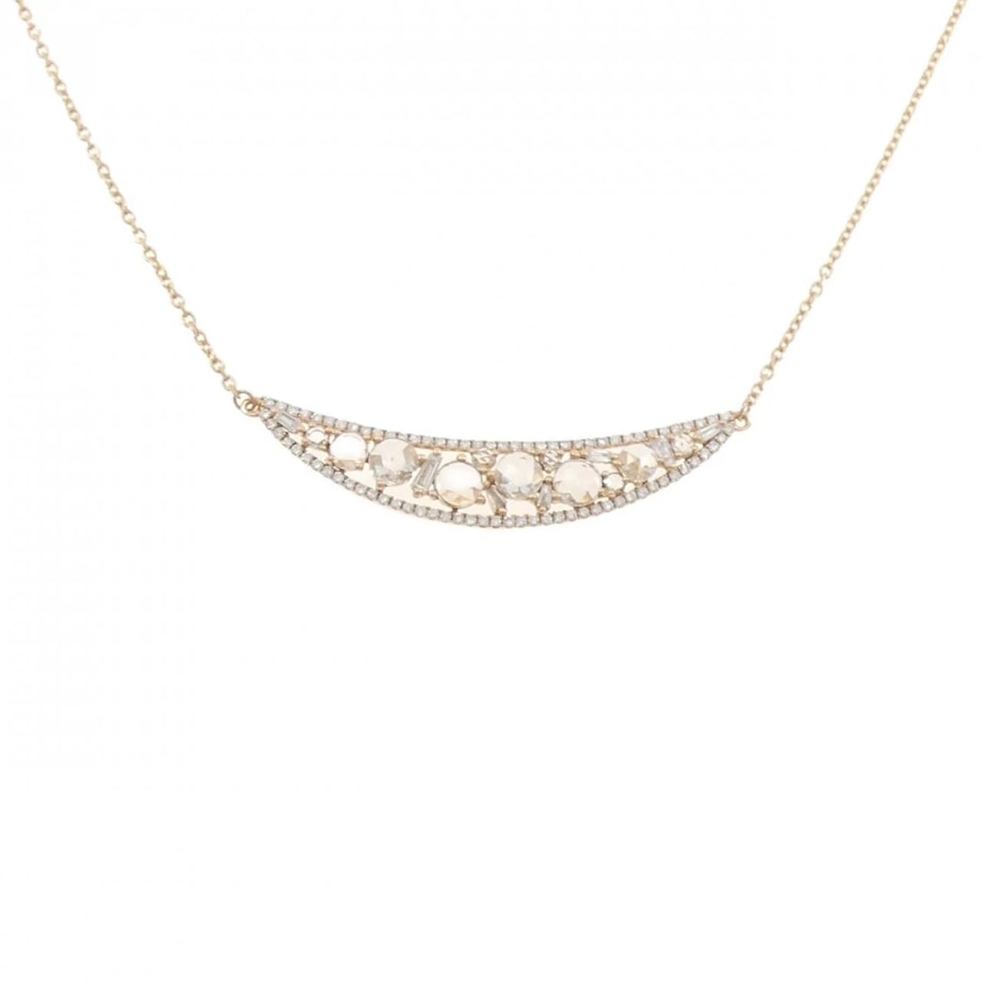 K18PG DIAMOND NECKLACE: K18PG Diamond Necklace Brand: Unbranded Type/Style: Diamond Necklace Material: K18 Pink Gold, Color: Does Not Apply Size: Length: 50cm Accessories: None Accessories Notice: When purchasing pre-owned