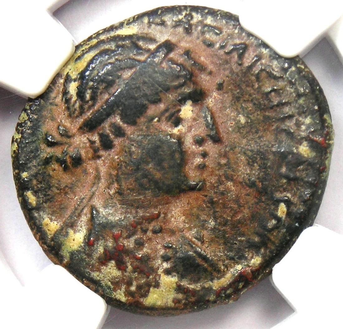 CLEOPATRA VII AND MARC ANTONY AE 20 COPPER COIN (1 of 3)