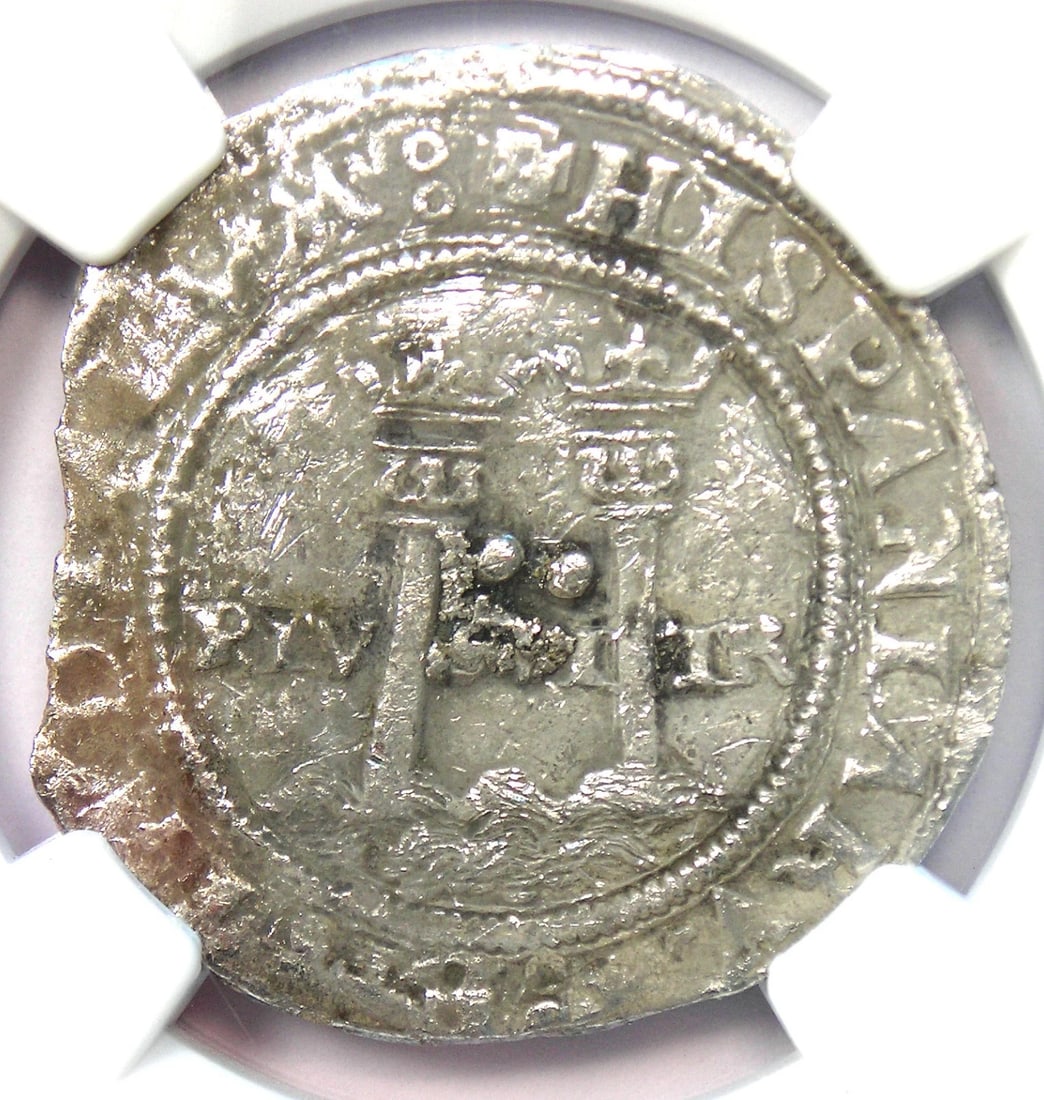 1542-48 MEXICO 2 ES 2R - RARE GOLDEN FLEECE SHIPWRECK COIN: 1542-48 Mexico 2 es 2R - Rare Golden Fleece Shipwreck Coin Year : 1542 Denomination : 2 es Country of Origin : Mexico Accessories: None Accessories Notice: When purchasing pre-owned goods, please refe