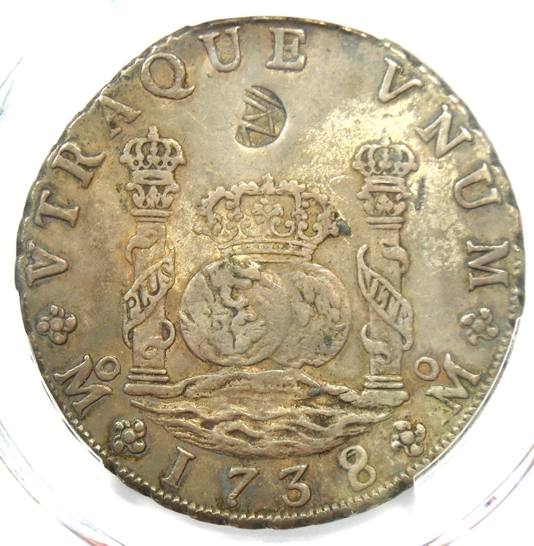 1738/7 OVERDATE MEXICO PILLAR DOLLAR 8 ES SILVER COIN: 1738/7 Overdate Mexico Pillar Dollar 8 es Silver Coin Year: 1738 Denomination: 8 es Country of Origin: Mexico Accessories: None Accessories Notice: When purchasing pre-owned goods, please refer to