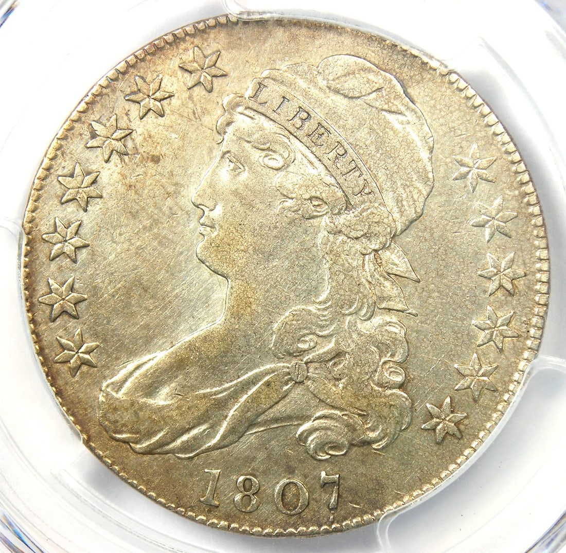 1807 CAPPED BUST HALF DOLLAR 50C COIN: 1807 Capped Bust Half Dollar 50C Coin Year: 1807 Denomination: 50C Country of Origin: United States Accessories: None Accessories Notice: When purchasing pre-owned goods, please refer to the photos of