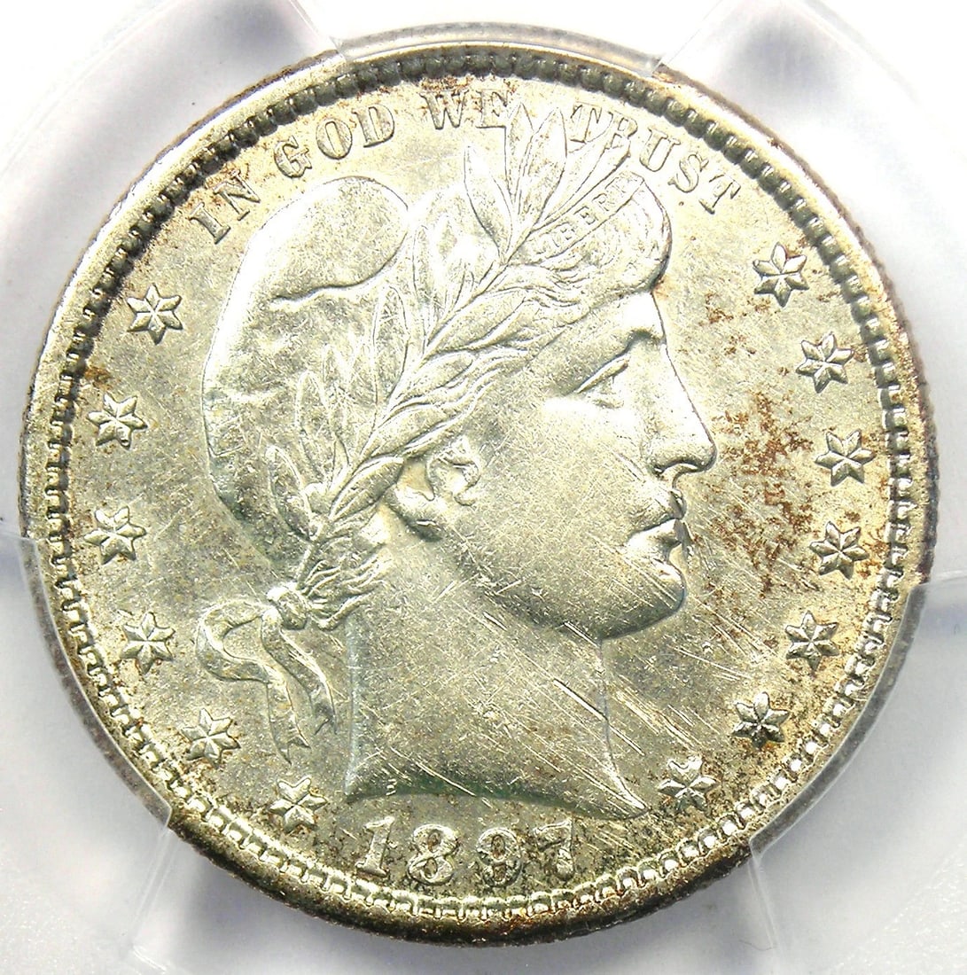 1897-S BARBER QUARTER 25C COIN (1 of 4)