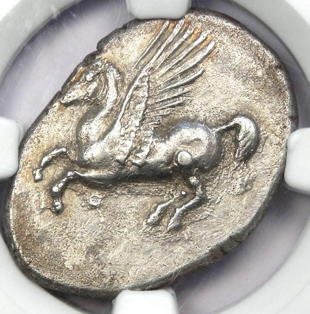 GREEK CORINTH AR STATER PEGASUS & ATHENA SILVER COIN (1 of 4)