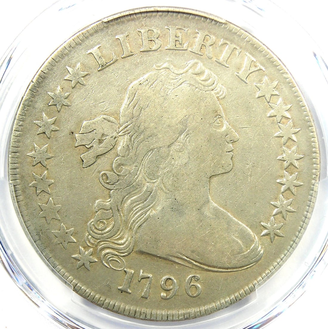 1796 DRAPED BUST SILVER DOLLAR $1 SMALL EAGLE COIN: 1796 Draped Bust Silver Dollar $1 Small Eagle Coin Year: 1796 Denomination: $1 Country of Origin: United States Accessories: None Accessories Notice: When purchasing pre-owned goods, please refer to t