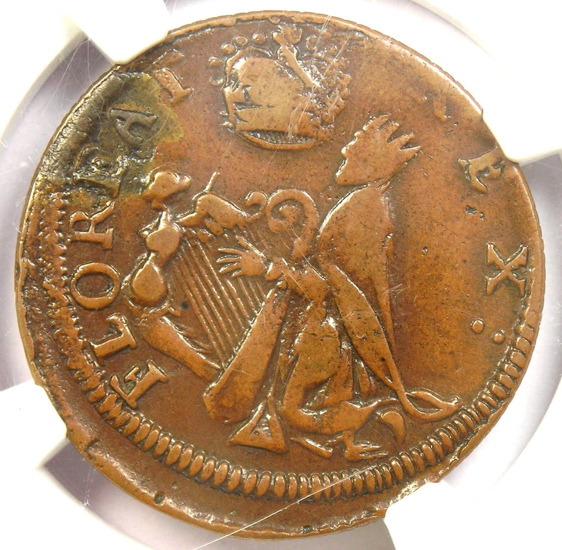 1670 JERSEY ST PATRICK FARTHING COLONIAL COIN: 1670 Jersey St Patrick Farthing Colonial Coin Year: 1670 Denomination: Country of Origin: United States Accessories: None Accessories Notice: When purchasing pre-owned goods, please refer to the photo