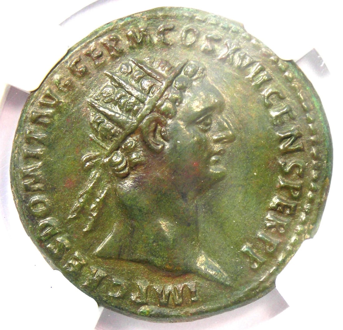 DOMITIAN AE DUPONDIUS COIN: Domitian AE Dupondius Coin Year : 96 AD Denomination : Dupondius Country of Origin : Italy Accessories: None Accessories Notice: When purchasing pre-owned goods, please refer to the photos of the item