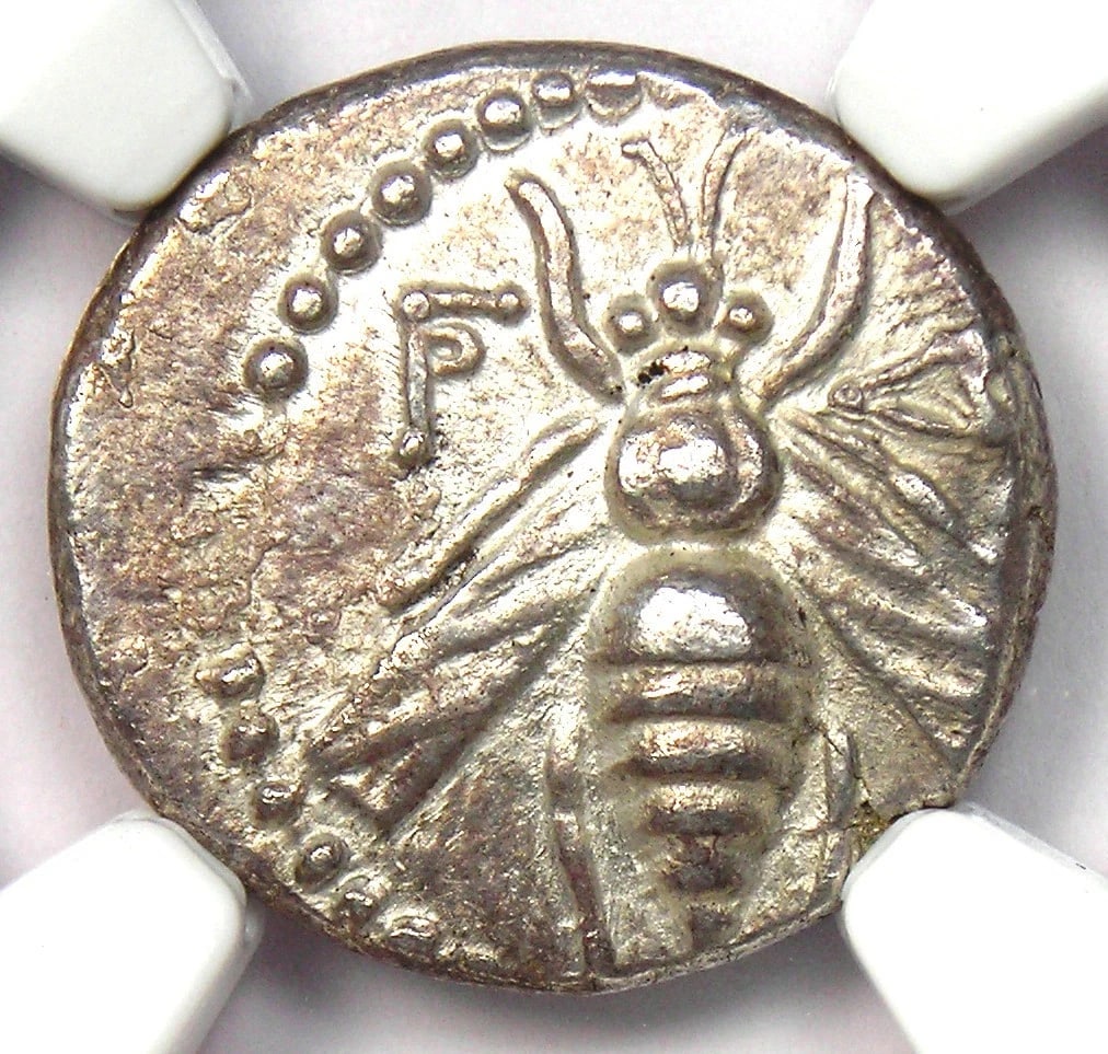 PHOENICIA ARADUS SILVER AR DRACHM BEE STAG ARADOS COIN (1 of 2)