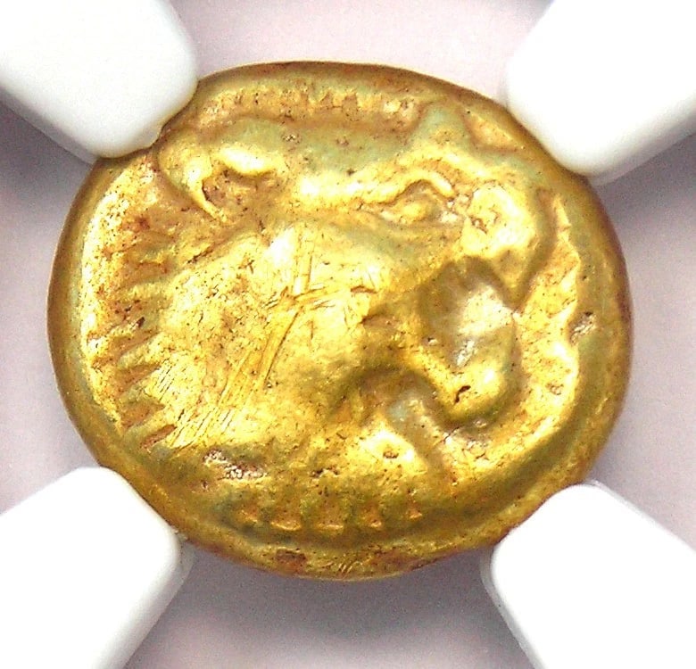 LYDIA WALWET ELECTRUM EL THIRD STATER TRITE LION GREEK: Lydia Walwet Electrum EL Third Stater Trite Lion Greek Year: 610 BC Denomination: Third Stater Country of Origin: Greece Accessories: None Accessories Notice: When purchasing pre-owned goods, please r
