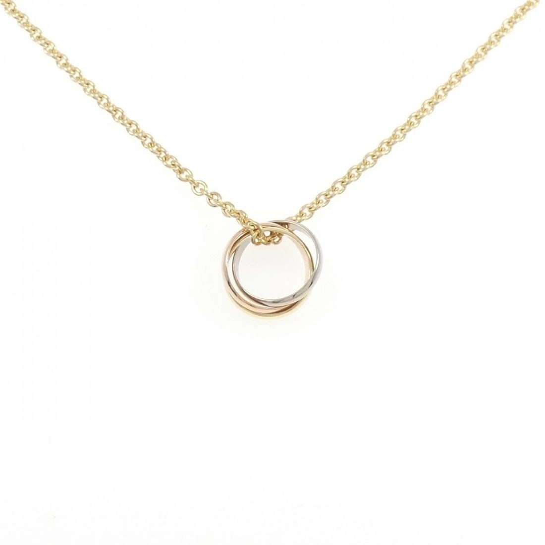 CARTIER TRINITY NECKLACE: Cartier Trinity Necklace Brand: CARTIER Type/Style: Cartier Necklace Material: 750 Yellow Gold/750 White Gold/750 Pink Gold, Color: YG,WG,PG Size: length 42cm Actual Size Pendant length approx. x widt