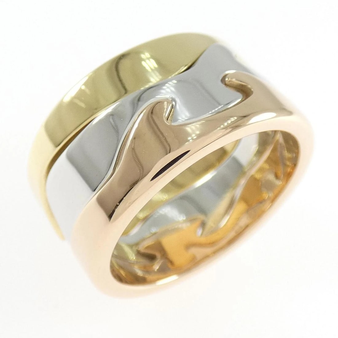 GEORG JENSEN FUSION RING: Georg Jensen Fusion Ring Brand: Georg Jensen Type/Style: Georg Jensen Ring Material: 750 Yellow Gold/750 White Gold/750 Pink Gold, Color: YG,WG,PG Size: US5 3/4(50) Accessories: None Accessories