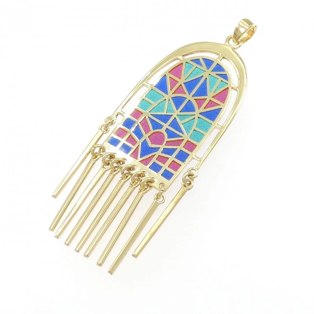 MIKIMOTO ENAMEL PENDANT: Mikimoto Enamel Pendant Brand: MIKIMOTO Type/Style: MIKIMOTO Pendant/Brooch Material: K18 yellow gold, Main Stone Enamel Color: Yellow Gold Size: Actual Size Approximate dimensions (height x width):