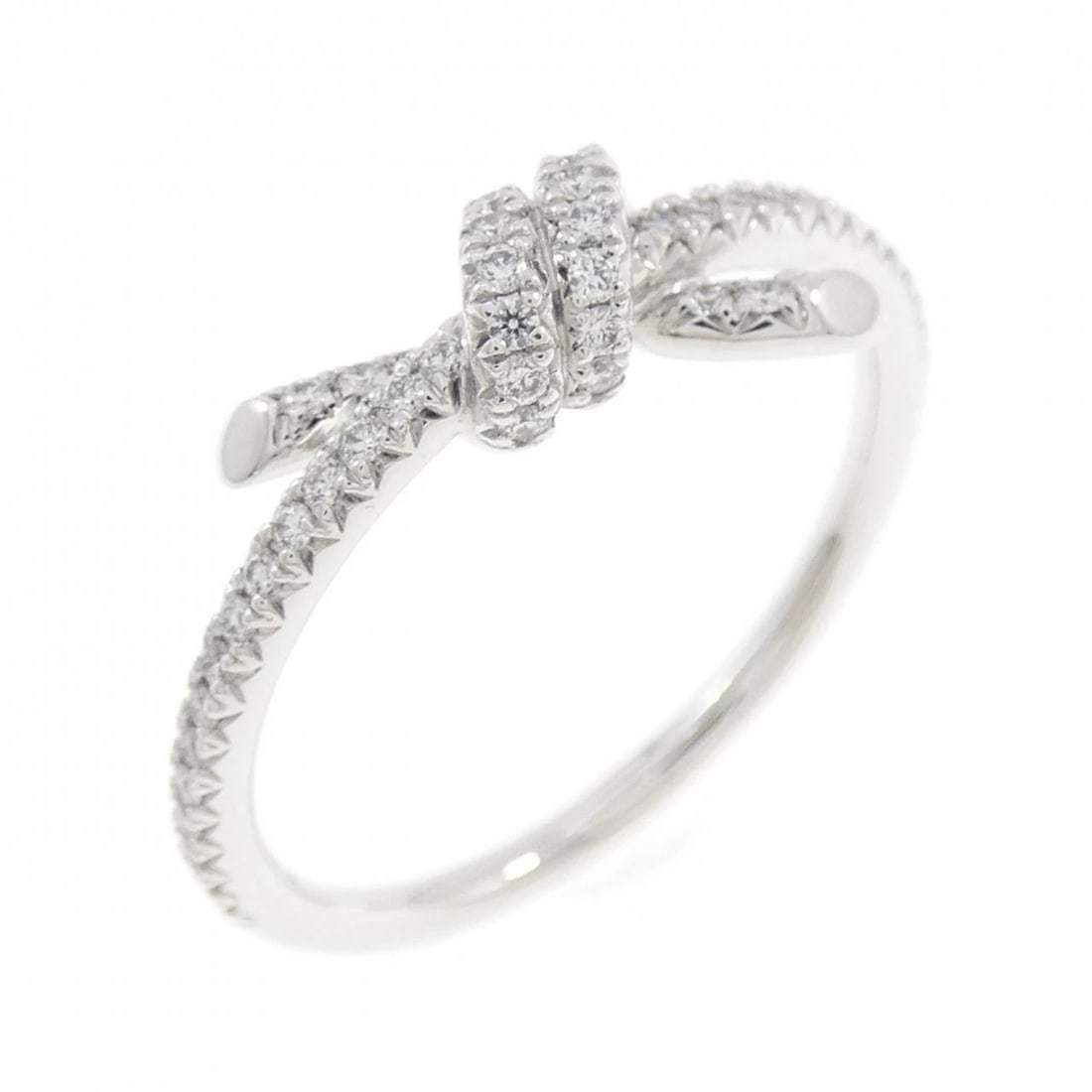 TIFFANY&CO. KNOT RING: TIFFANY&Co. Knot Ring Brand: TIFFANY&Co. Type/Style: TIFFANY & Co. Ring Material: 750 white gold, Main Stone Natural Color: White Gold Size: US8 1/2 Accessories: None Accessories Notice: When