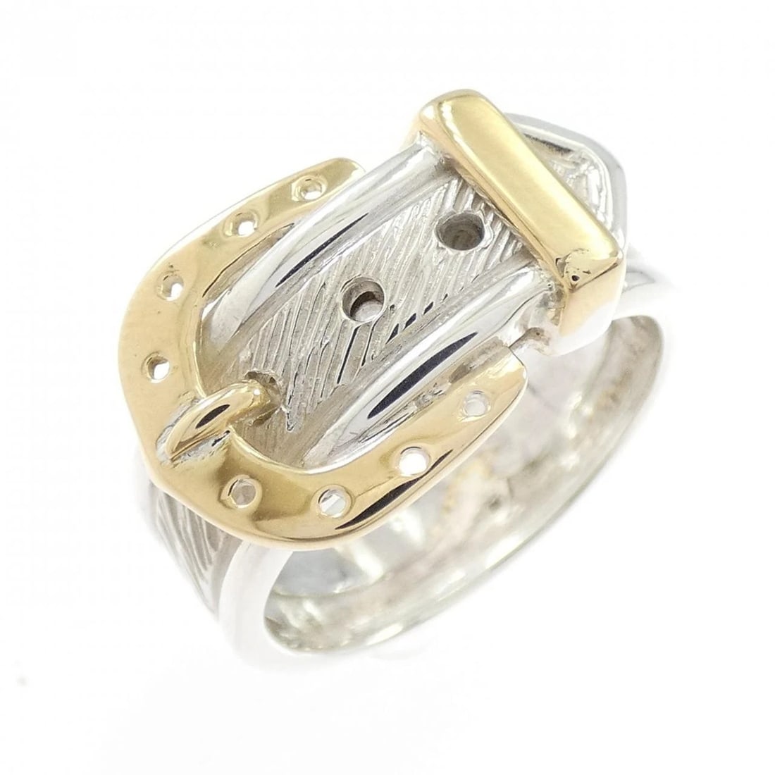 HERMES HALLMARK BELT RING: Hermes Hallmark Belt Ring Brand: HERMES Type/Style: Hermes Ring Material: Hall mark, Color: None Size: US5 3/4 Accessories: None Accessories Notice: When purchasing pre-owned goods, please