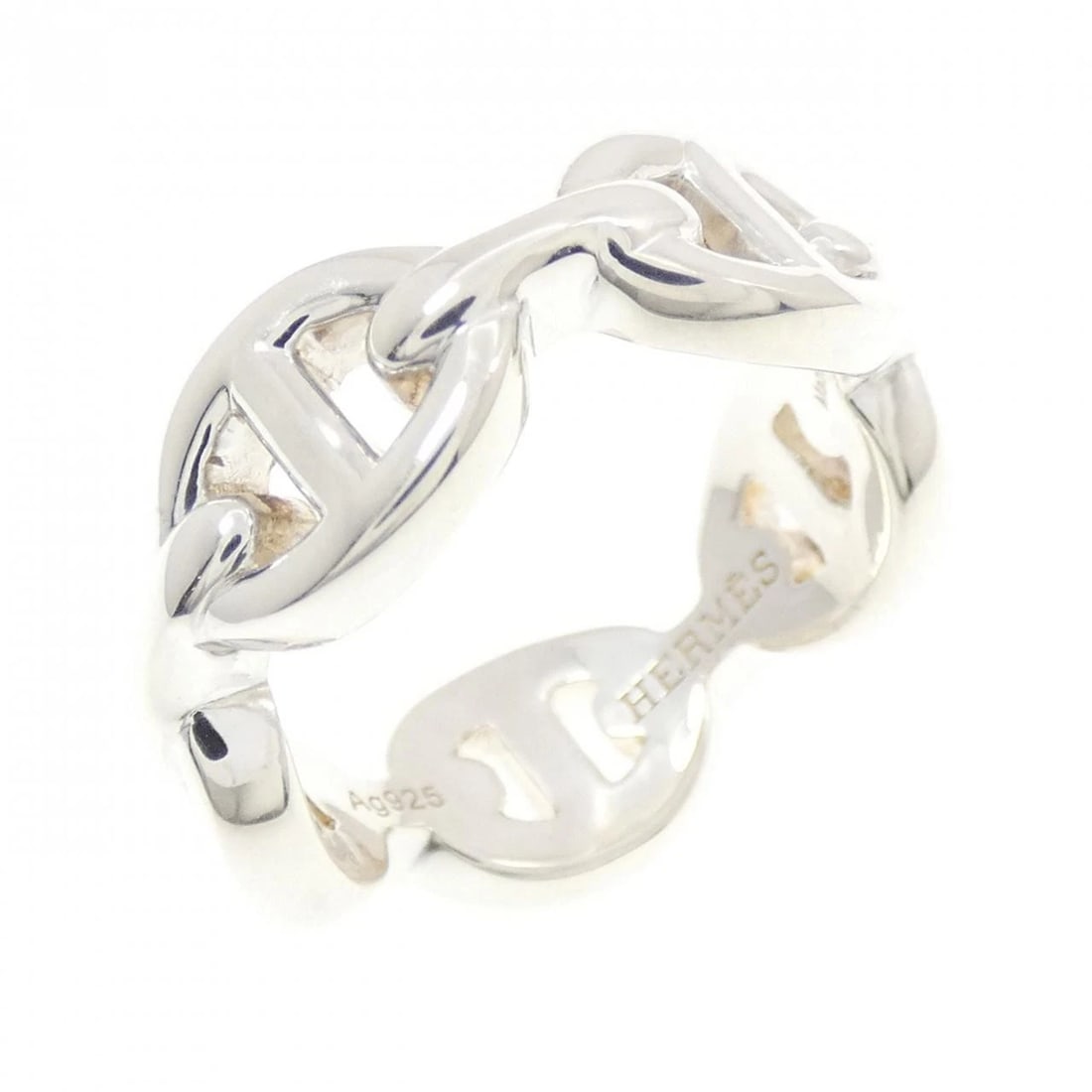 HERMES CHAINE D'ANCRE ENCHAINE RING: Hermes Chaine d'Ancre Enchaine Ring Brand: HERMES Type/Style: Hermes Ring Material: 925Silver, Color: Silver Size: US4 1/2(48) Accessories: None Accessories Notice: When purchasing pre-own