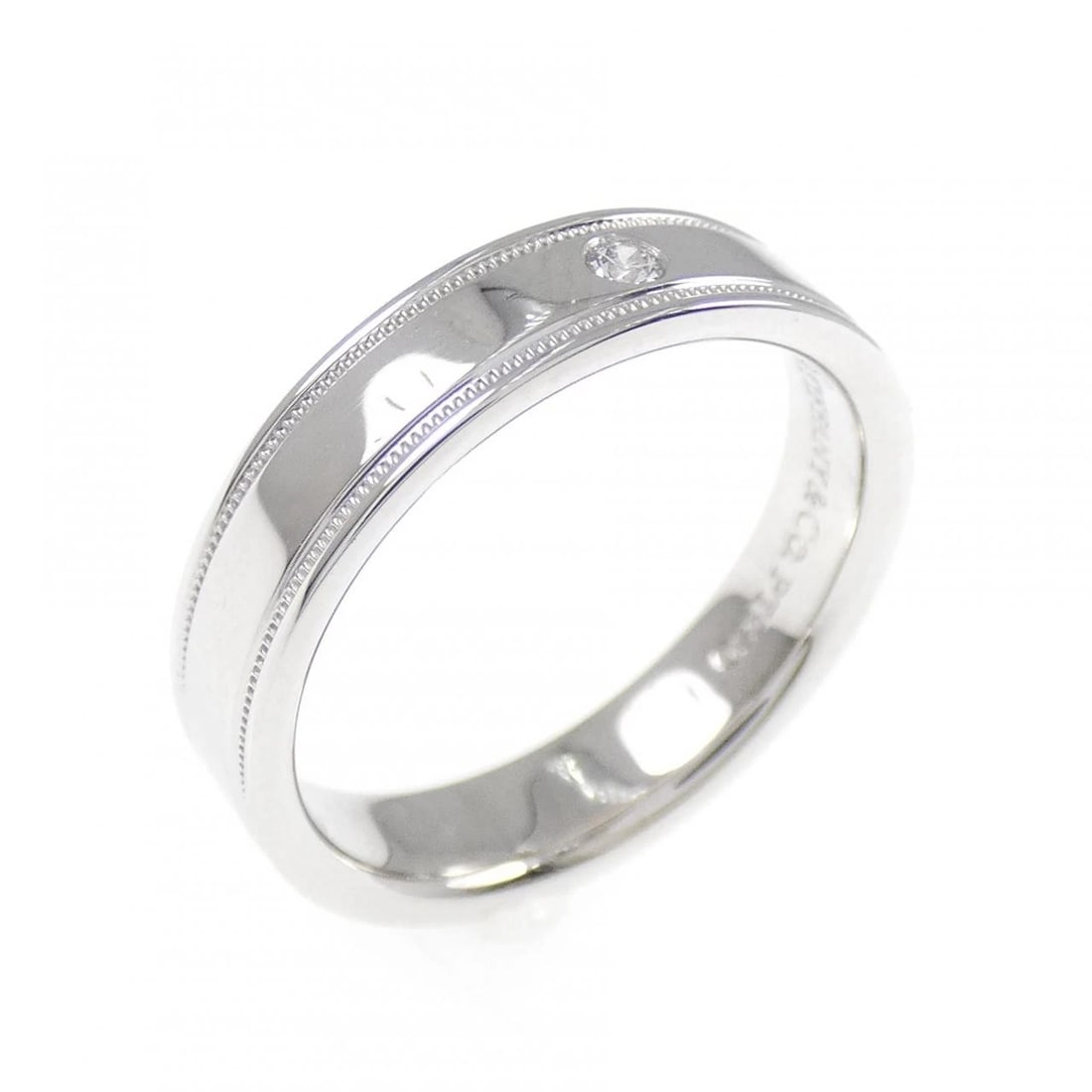 TIFFANY & CO. DOUBLE MILGRAIN RING: TIFFANY & Co. Double Milgrain Ring Brand: TIFFANY&Co. Type/Style: TIFFANY & Co. Ring Material: Platinum950, Main Stone Natural Color: Silver Size: US4 1/2 Accessories: None Accessories Notice: When