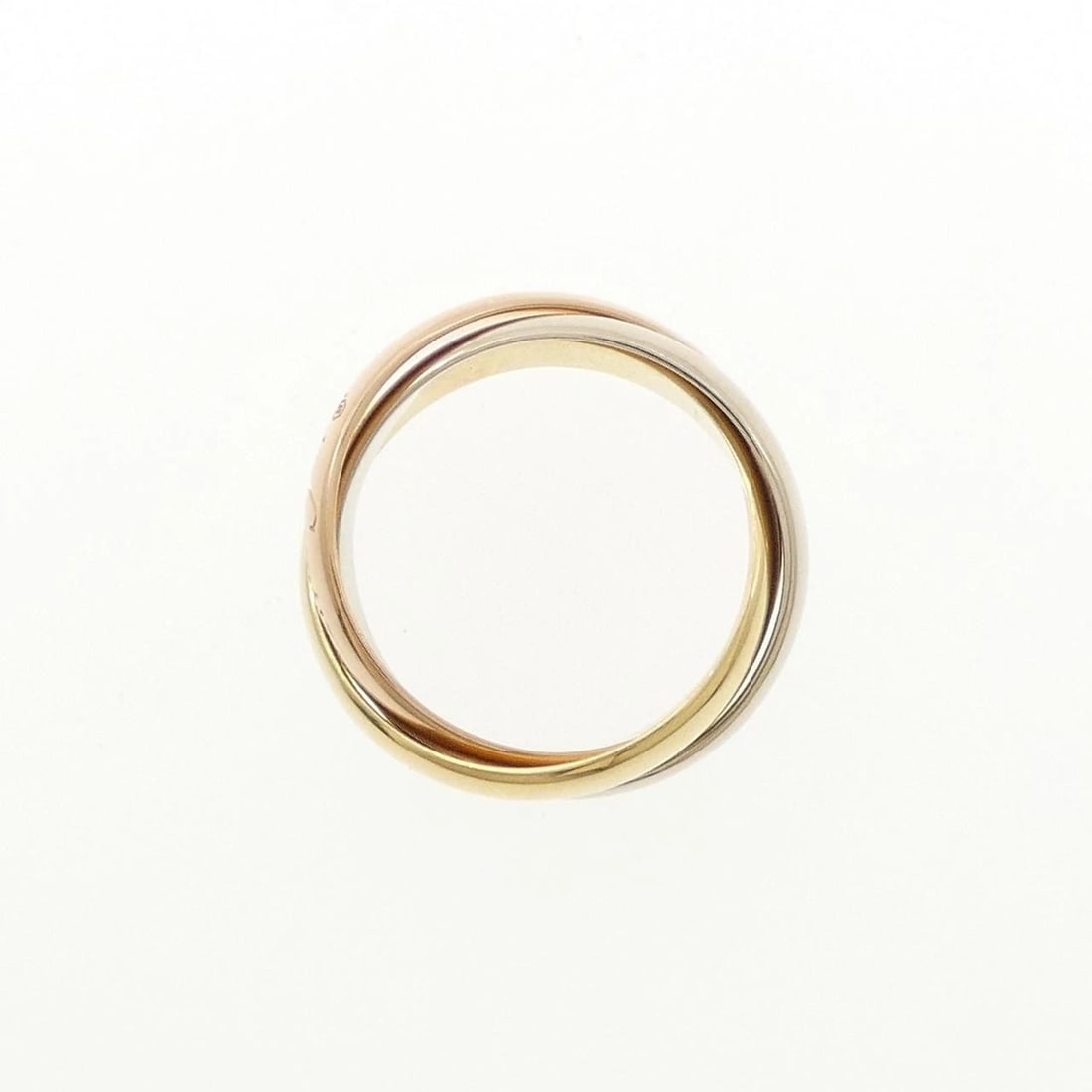 CARTIER TRINITY RING: Cartier Trinity Ring Brand: CARTIER Type/Style: Cartier Ring Material: 750 Yellow Gold/750 White Gold/750 Pink Gold, Color: YG,WG,PG Size: US4 1/2(48) Accessories: None Accessories Notice: When