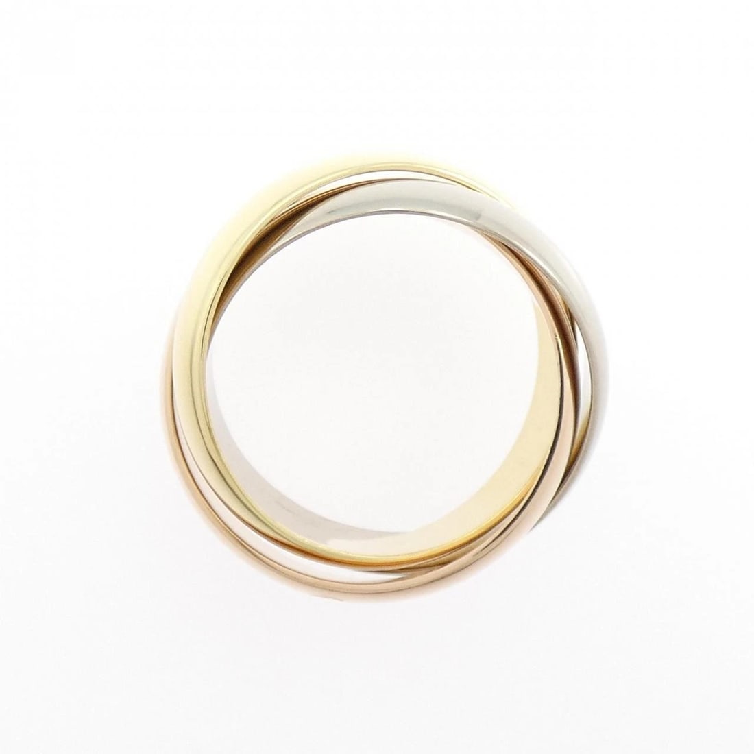 CARTIER TRINITY LARGE RING: Cartier Trinity Large Ring Brand: CARTIER Type/Style: Cartier Ring Material: 750 Yellow Gold/750 White Gold/750 Pink Gold, Color: YG,WG,PG Size: US9 1/2(60) Accessories: None Accessories Notice: When