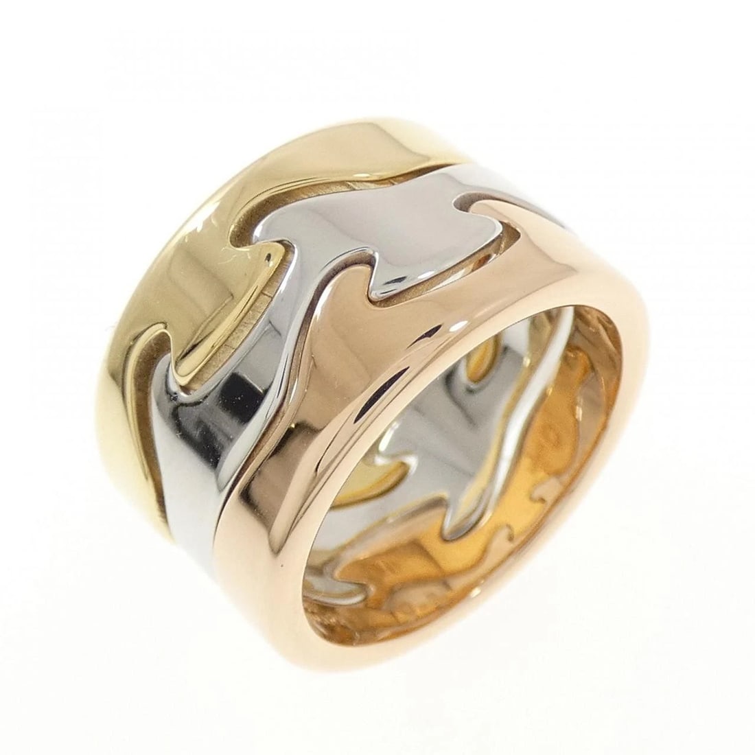 GEORG JENSEN FUSION RING: Georg Jensen Fusion Ring Brand: Georg Jensen Type/Style: Georg Jensen Ring Material: 750 Yellow Gold/750 White Gold/750 Pink Gold, Color: YG,WG,PG Size: US4 3/4(48) Accessories: None Accessories