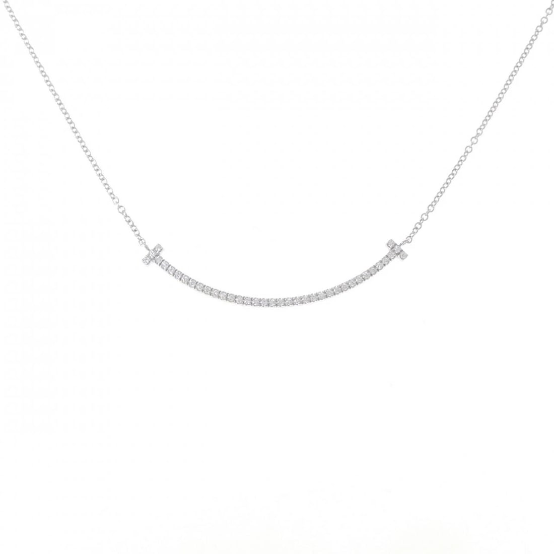 TIFFANY&CO. T SMILE SMALL NECKLACE: TIFFANY&Co. T Smile Small Necklace Brand: TIFFANY&Co. Type/Style: TIFFANY&Co. Necklace Material: 750 white gold, Main Stone Natural Color: White Gold Size: length41?46cmActual Size Pendant length