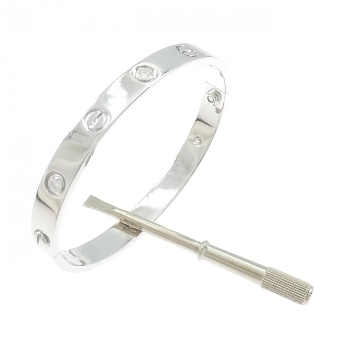 CARTIER LOVE BRACELET WITH DIAMONDS: Cartier Love Bracelet with Diamonds Brand: CARTIER Type/Style: Cartier Bracelets Material: 750 white gold, Main Stone Natural Color: White Gold Size: length15.5cm(16)Actual Size Max width approx.: