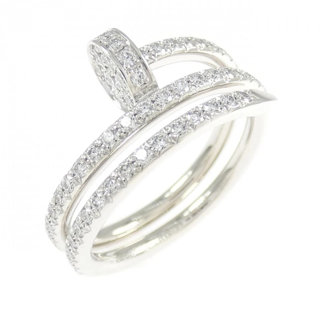 CARTIER JUSTE UN CLOU RING: Cartier Juste un Clou Ring Brand: CARTIER Type/Style: Cartier Ring Material: 750 white gold, Main Stone Natural Color: White Gold Size: US5 1/4(50) Accessories: None Accessories Notice: Wh