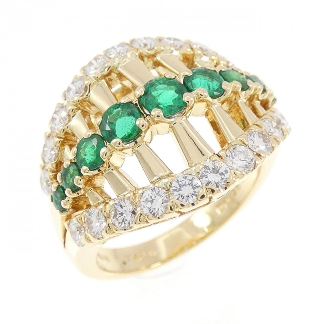 MIKIMOTO EMERALD RING: Mikimoto Emerald Ring Brand: MIKIMOTO Type/Style: Mikimoto Ring Material: K18 yellow gold, Main Stone Emerald Color: Yellow Gold Size: US5 1/4 Accessories: None Accessories Notice: When pu