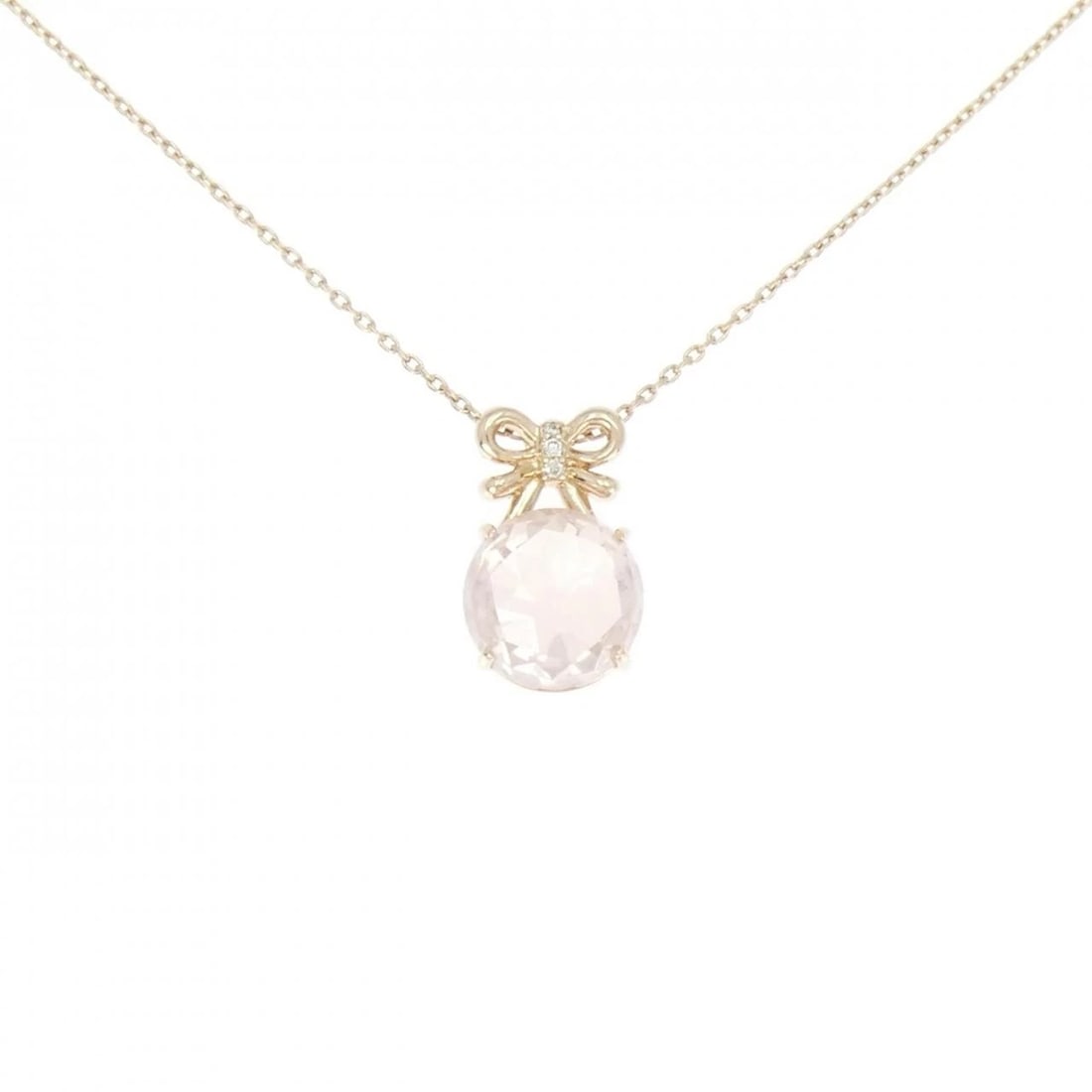 PONTE VECCHIO RIBBON ROSE QUARTZ NECKLACE: Ponte Vecchio Ribbon Rose Quartz Necklace Brand: Ponte Vecchio Type/Style: Ponte Vecchio Necklace Material: K18 Pink Gold, Main Stone Rose Quartz Color: Pink Gold Size: Length 36?40cm Actual Size