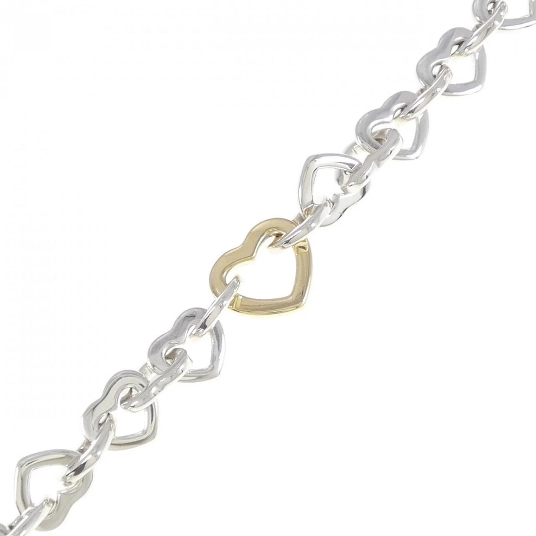 TIFFANY & CO. HEART LINK BRACELET: TIFFANY & Co. Heart Link Bracelet Brand: TIFFANY&Co. Type/Style: TIFFANY & Co. Bracelet Material: 925Silver/750Yellow Gold, Color: YG,Silver Size: length 18.5cm Actual Size Max width approx: 13.4mm