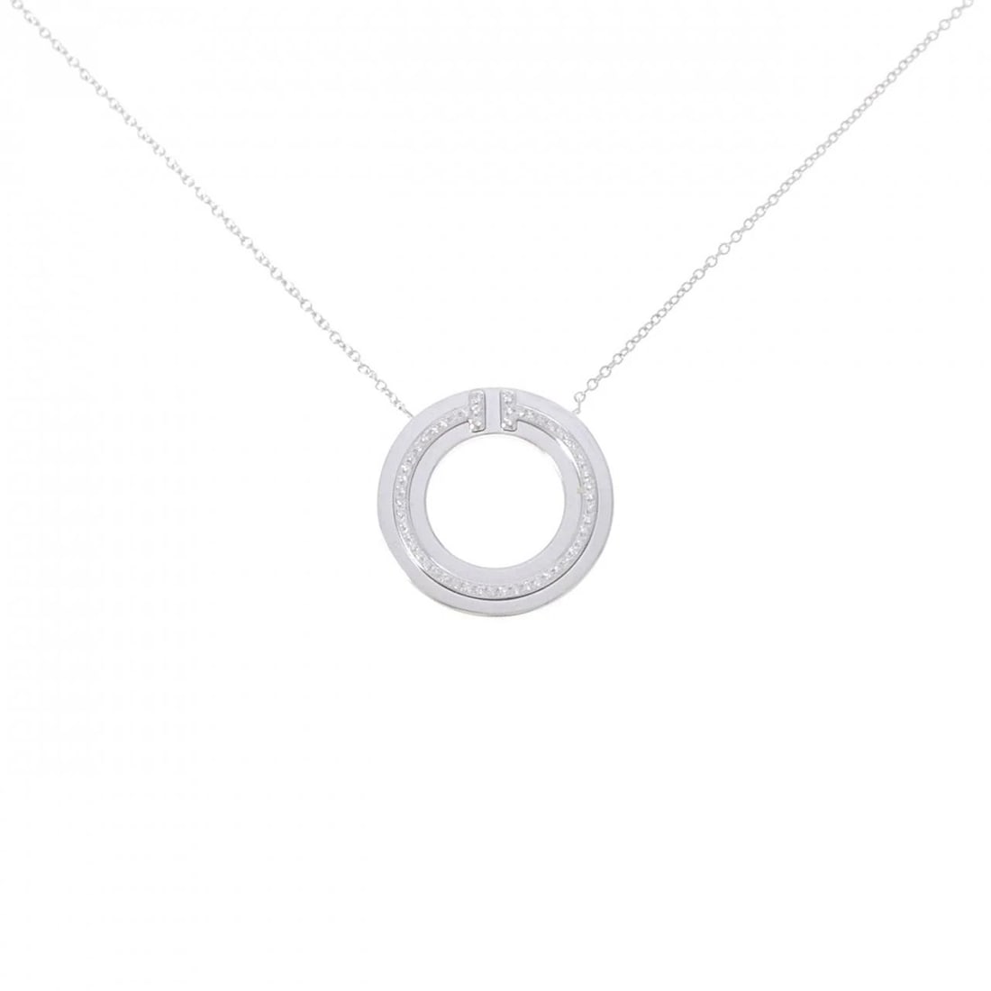 TIFFANY&CO. T CIRCLE NECKLACE: TIFFANY&Co. T Circle Necklace Brand: TIFFANY&Co. Type/Style: TIFFANY&Co. Necklace Material: 750 white gold, Main Stone Natural Color: White Gold Size: length40cmActual Size Diameteraround: 20.2mm