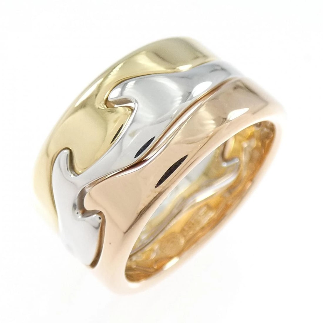 GEORG JENSEN FUSION RING: Georg Jensen Fusion Ring Brand: Georg Jensen Type/Style: Georg Jensen Ring Material: 750 Yellow Gold/750 White Gold/750 Pink Gold, Color: YG,WG,PG Size: US5 1/4(49) Accessories: None Accessories
