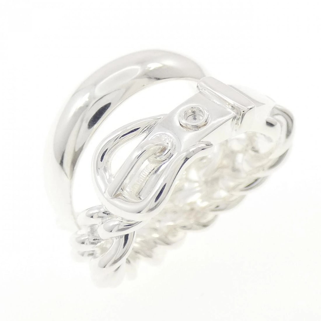 HERMES BOUCLES SELLIER INFLEXIBLE RING: Hermes Boucles Sellier Inflexible Ring Brand: HERMES Type/Style: Hermes Ring Material: 925Silver, Color: Silver Size: US5 3/4(51) Accessories: None Accessories Notice: When purchasing pre-owned