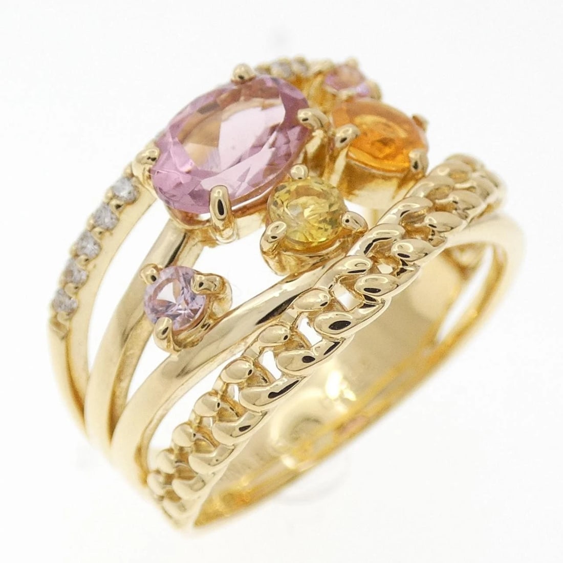 NINA RICCI COLORED STONE RING: Nina Ricci Colored Stone Ring Brand: NINA RICCI Type/Style: Nina Ricci Ring Material: K18 yellow gold, Main Stone Tourmaline Color: Yellow Gold Size: US6 1/4 Accessories: None Accessories Notice: