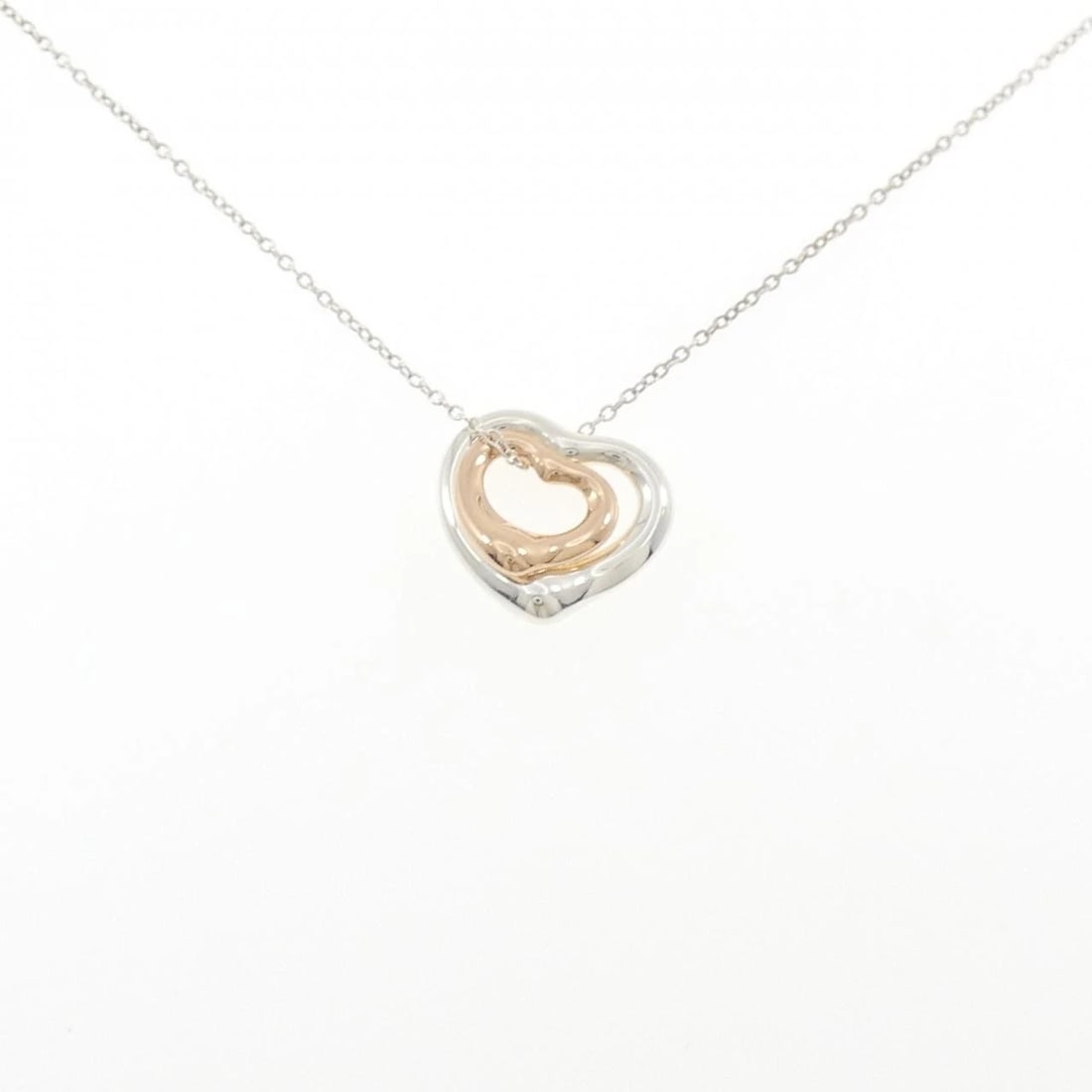 TIFFANY&CO. OPEN HEART NECKLACE: TIFFANY&Co. Open Heart Necklace Brand: TIFFANY&Co. Type/Style: TIFFANY&Co. Necklace Material: 925Silver/750Pink Gold, Color: PG,Silver Size: length41cmActual Size Pendant length approx. x width