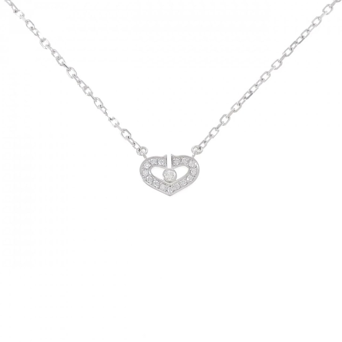 CARTIER C HEART NECKLACE: Cartier C Heart Necklace Brand: CARTIER Type/Style: Cartier Necklace Material: 750 white gold, Main Stone Natural Color: White Gold Size: length39cmActual Size Pendant length approx. x width approx.: