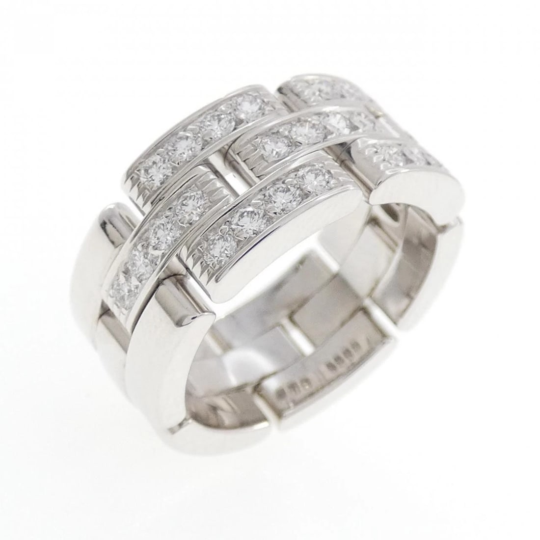 CARTIER MAILLON PANTHERE HALF DIAMOND RING: Cartier Maillon PANTHERE Half Diamond Ring Brand: CARTIER Type/Style: Cartier Ring Material: 750 white gold, Main Stone Natural Color: White Gold Size: US4 1/4(48) Accessories: None Access