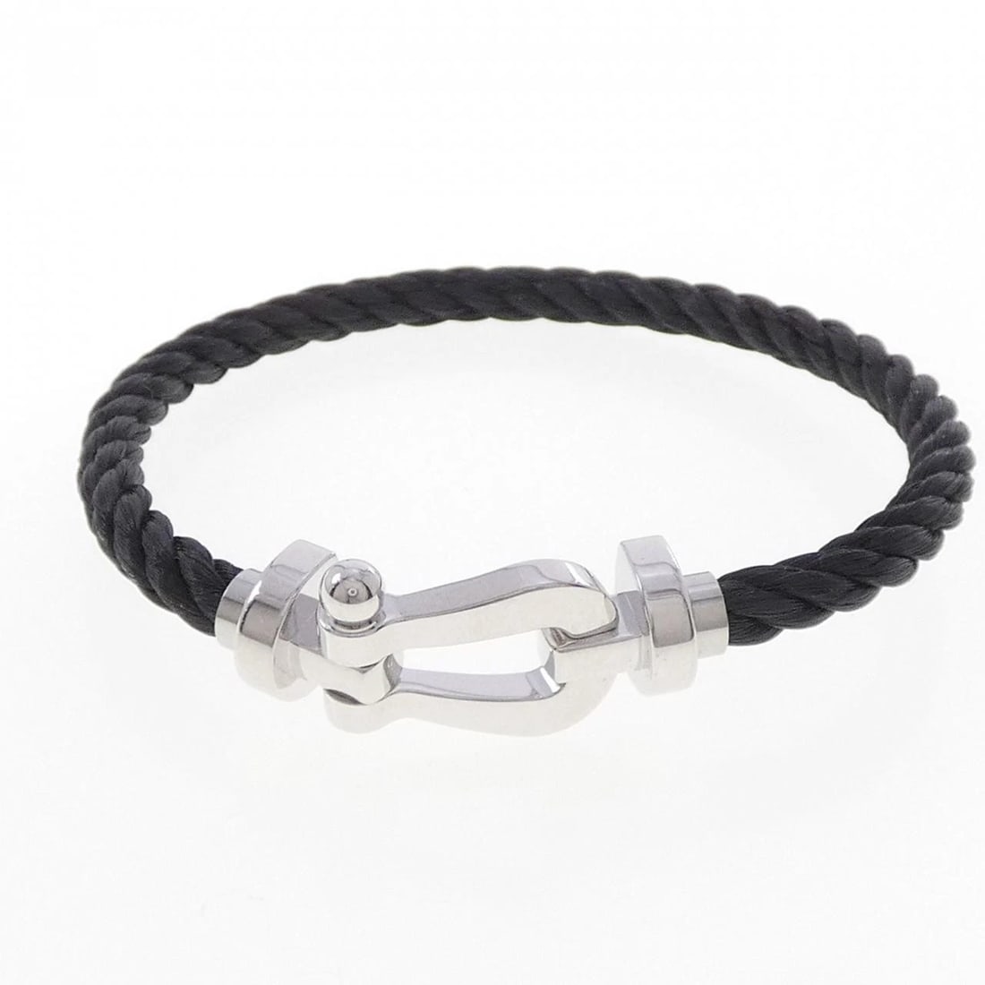 FRED FORCE RUBBED BRACELET: Fred Force Rubbed bracelet Brand: FRED Type/Style: Fred Bracelet Material: 750 White Gold/Stainless Steel, Color: White Gold/Stainless Steel Size: length17cmActual Size Max width approx: 12.7mm