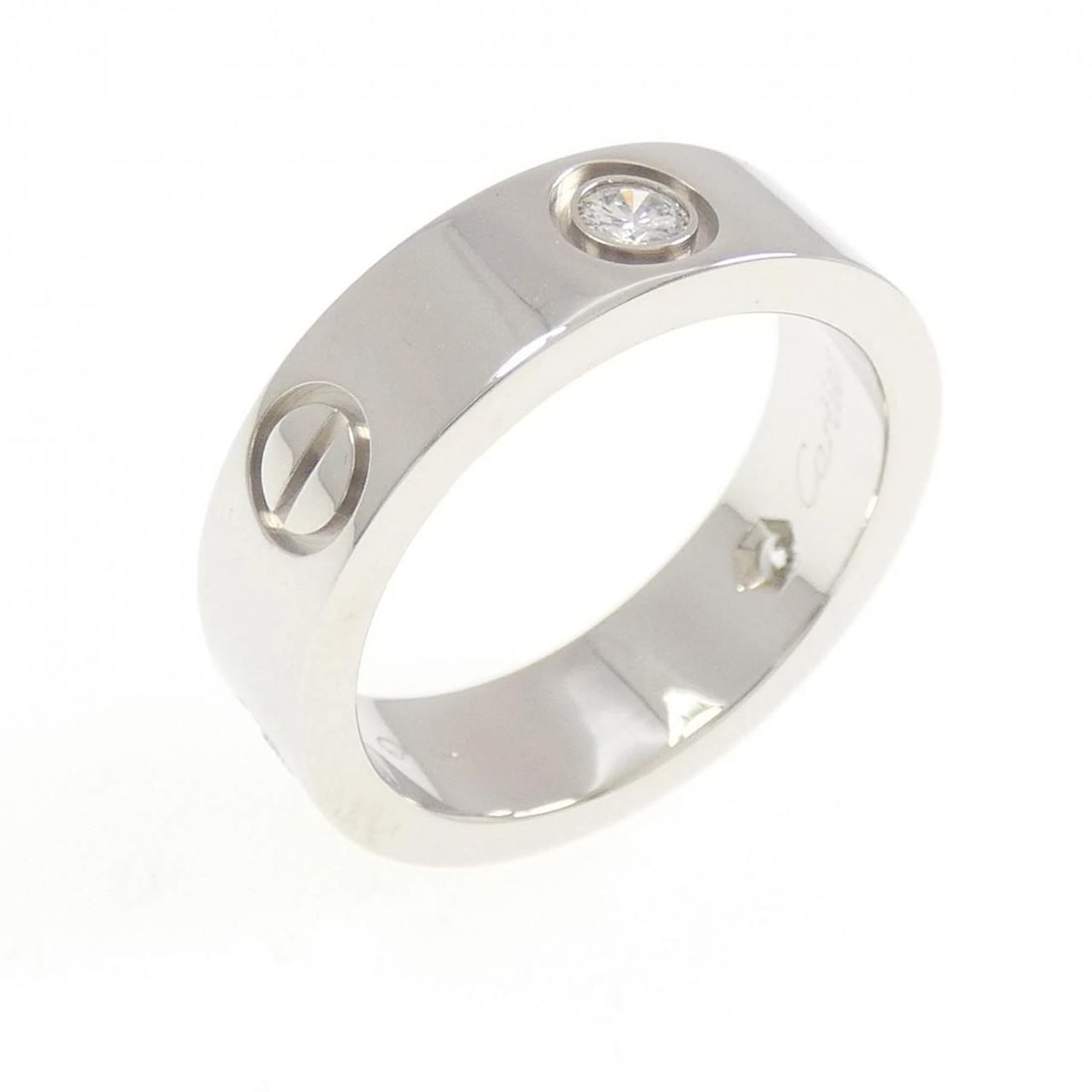 CARTIER LOVE HALF DIAMOND RING: Cartier Love Half Diamond Ring Brand: CARTIER Type/Style: Cartier Ring Material: 750white gold, Main Stone Natural Color: White Gold Size: US6 1/4(52) Accessories: None Accessories Notice: When