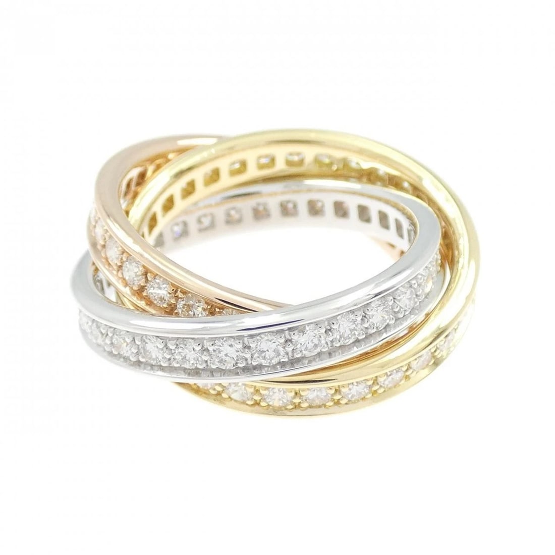 CARTIER THREE BANGLE RING: Cartier Three Bangle Ring Brand: CARTIER Type/Style: Cartier Ring Material: 750 Yellow Gold/750 White Gold/750 Pink Gold, Main Stone Natural Color: none Size: US5 1/4(50) Accessories: None